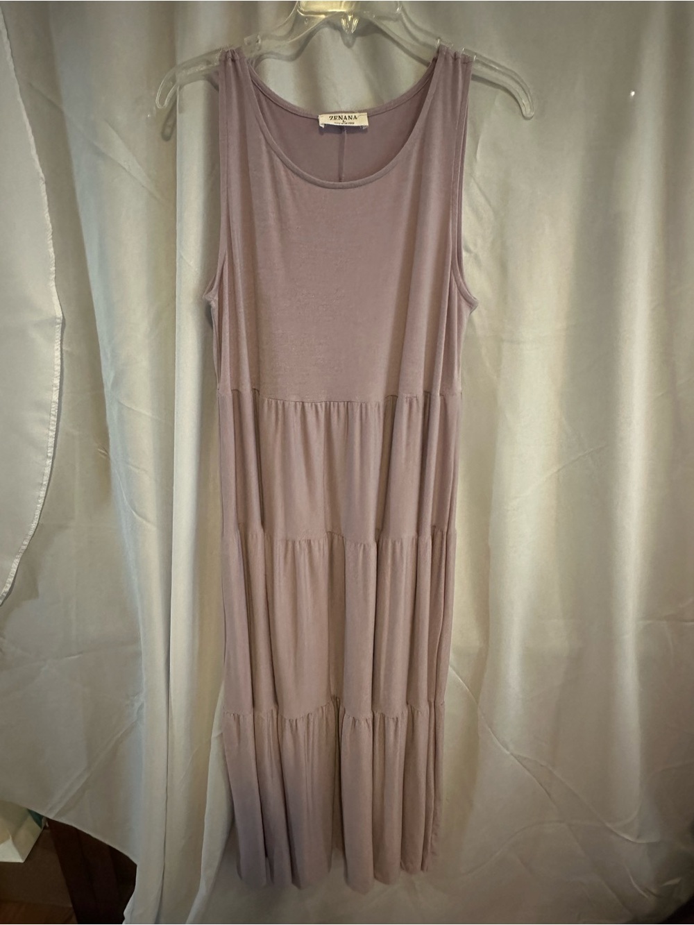 Sleeveless Tiered Midi Dress in Dusty Mauve